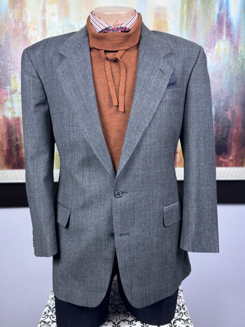 Missoni By Barneys Mens Gray Check Italian Blazer 44R